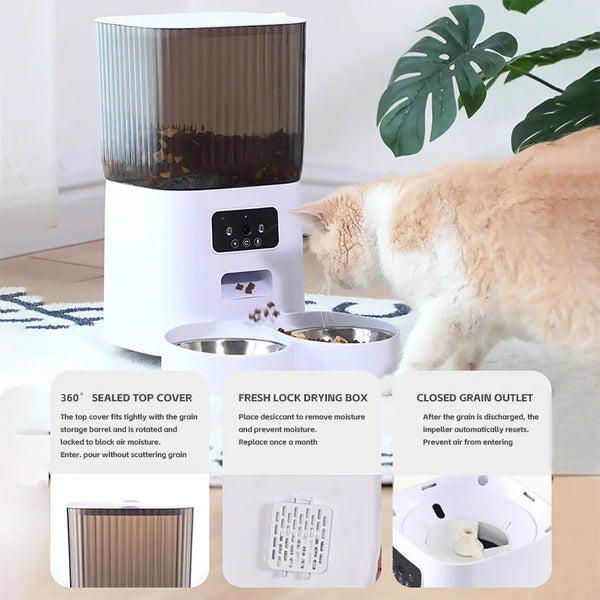 Double Bowl Smart Pet Feeder with Camera